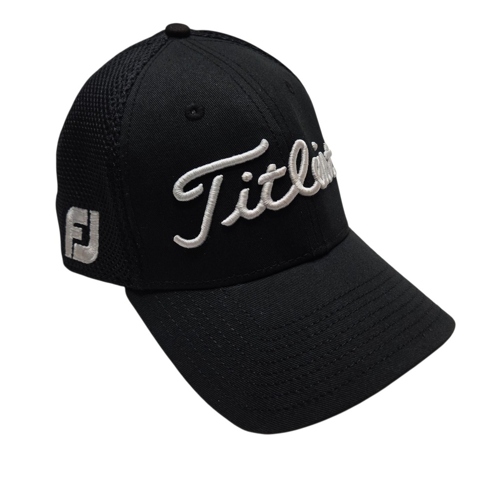 Titleist FJ Hat Cap Fitted Mens Large XL Black Mesh Golf Pro V1 New‎ Era